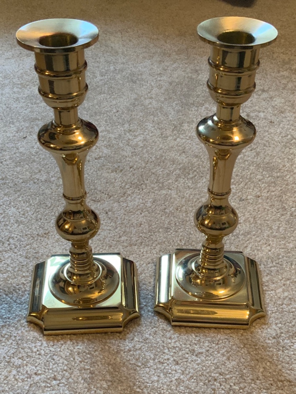 Vintage Brass Tone Gold Candlestick Pair